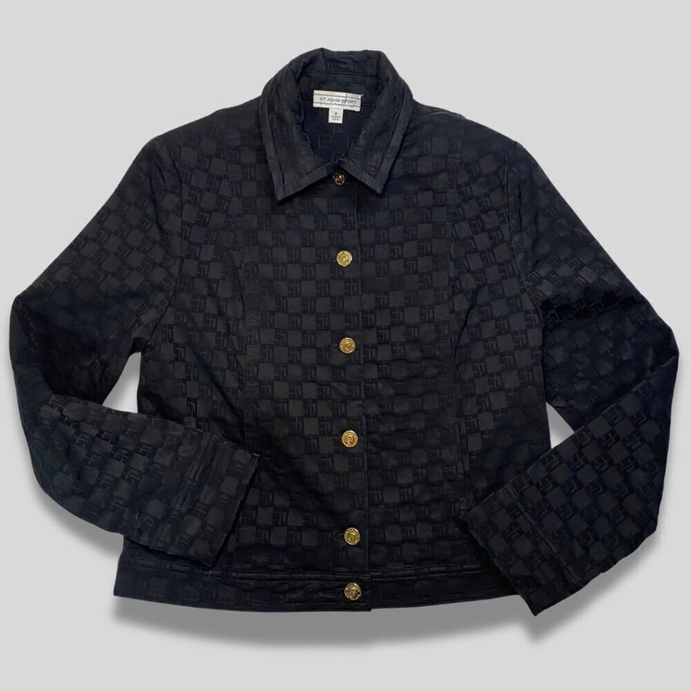St. John Sport Black Monogram Jacket Size P (2/4)